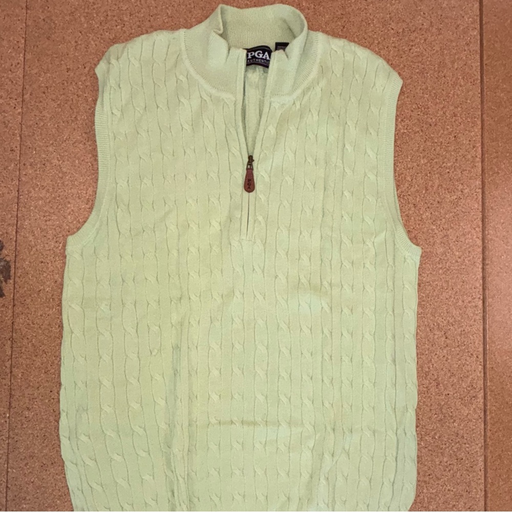 PGA Tour Light Green Zip-Up Sweater Vest